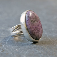 Charoite Silver Ring, Size 6.25