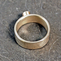Hammered Silver Ring, Amethyst Size 5.5