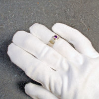 Hammered Silver Ring, Amethyst Size 5.5