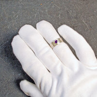 Hammered Silver Ring, Amethyst Size 5.5