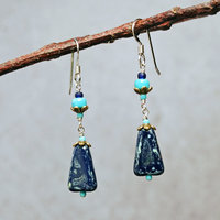 Czech Glass and Turquoise Earrings