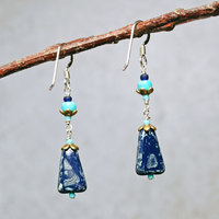 Czech Glass and Turquoise Earrings