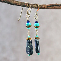 Czech Glass and Turquoise Earrings