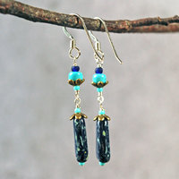 Czech Glass and Turquoise Earrings