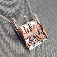 Duck Pendant, Silver and Copper