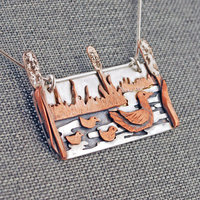 Duck Pendant, Silver and Copper