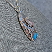 Heron Pendant with Blue Opal-RESERVED