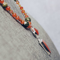 Carnelian Silver Pendant with Beaded Necklace