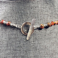 Carnelian Silver Pendant with Beaded Necklace