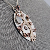Autumn Tree Pendant, Silver, Copper, Bronze, Moonstone