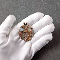 Autumn Tree Pendant, Silver, Copper, Bronze, Moonstone