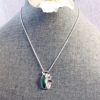 Silver Jade Pendant with Silver Leaves