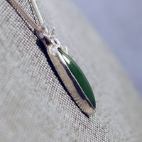 Silver Jade Pendant with Silver Leaves
