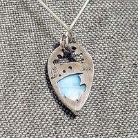 Larimar silver pendant back close-up