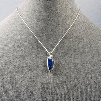 Small Silver Lapis Lazuli Pendant with Leaves