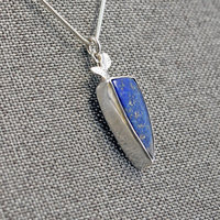 Small Silver Lapis Lazuli Pendant with Leaves