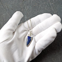 Small Silver Lapis Lazuli Pendant with Leaves