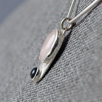 Small Silver Rose Quartz, Opal Pendant