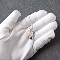 Small Silver Rose Quartz, Opal Pendant