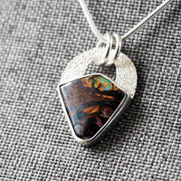 Small Silver Boulder Opal Pendant