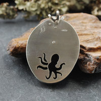 Undersea Coral Garden Pendant, Silver with Agate
