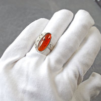 Silver Agate Ring, Size 8.25