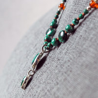 Malachite, Amber, Silver and Copper Necklace