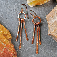 Rustic Copper Dangle Earrings