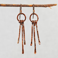 Rustic Copper Dangle Earrings