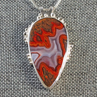 Moroccan Seam Agate Pendant, Sterling Silver