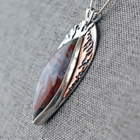 Silver Fire and Smoke Pendant with Flame Agate