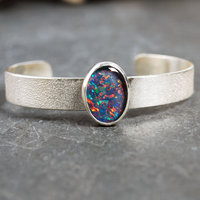 Opal Triplet Sterling Silver Cuff Bracelet