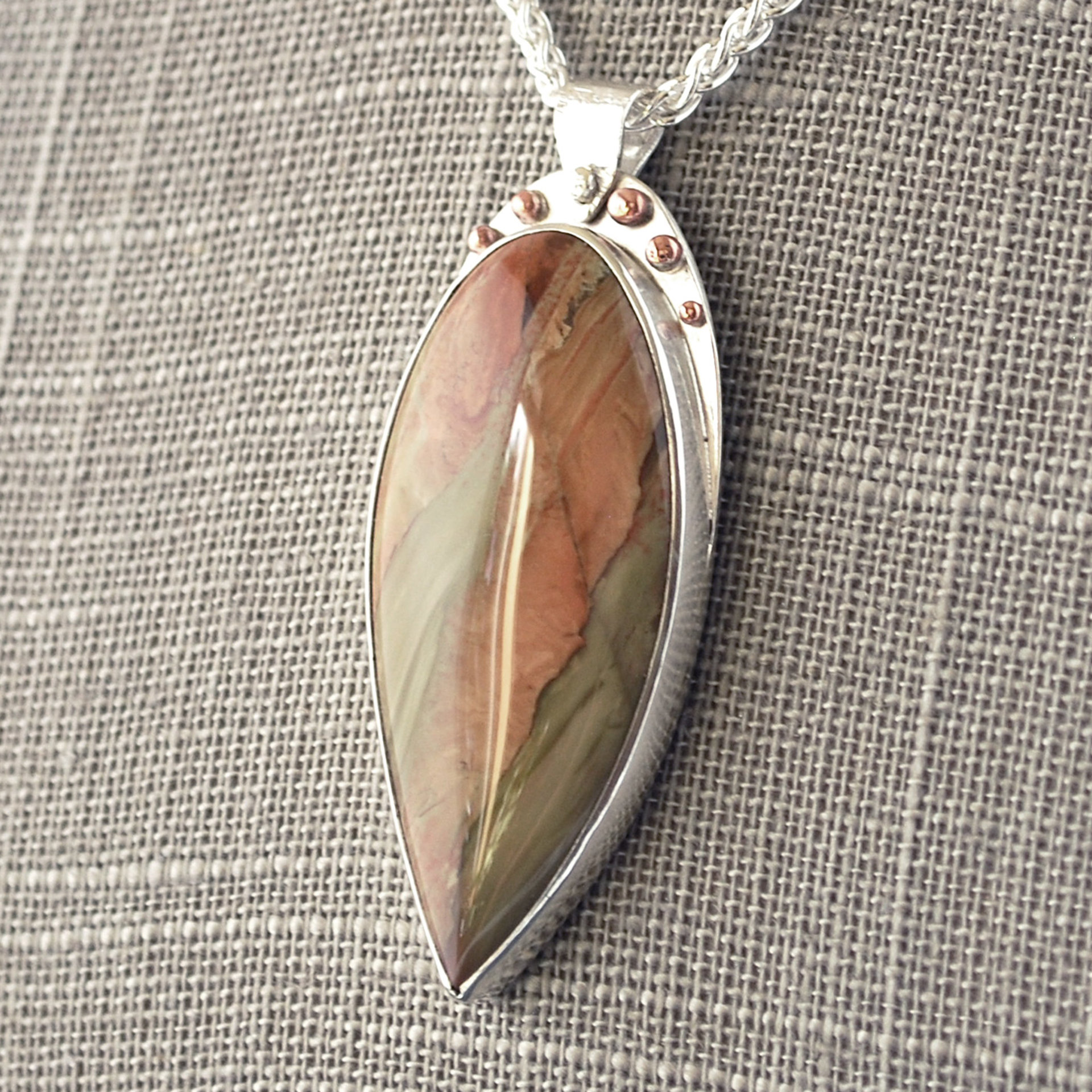Picture Jasper Silver Pendant, Willow Tree Cut-out