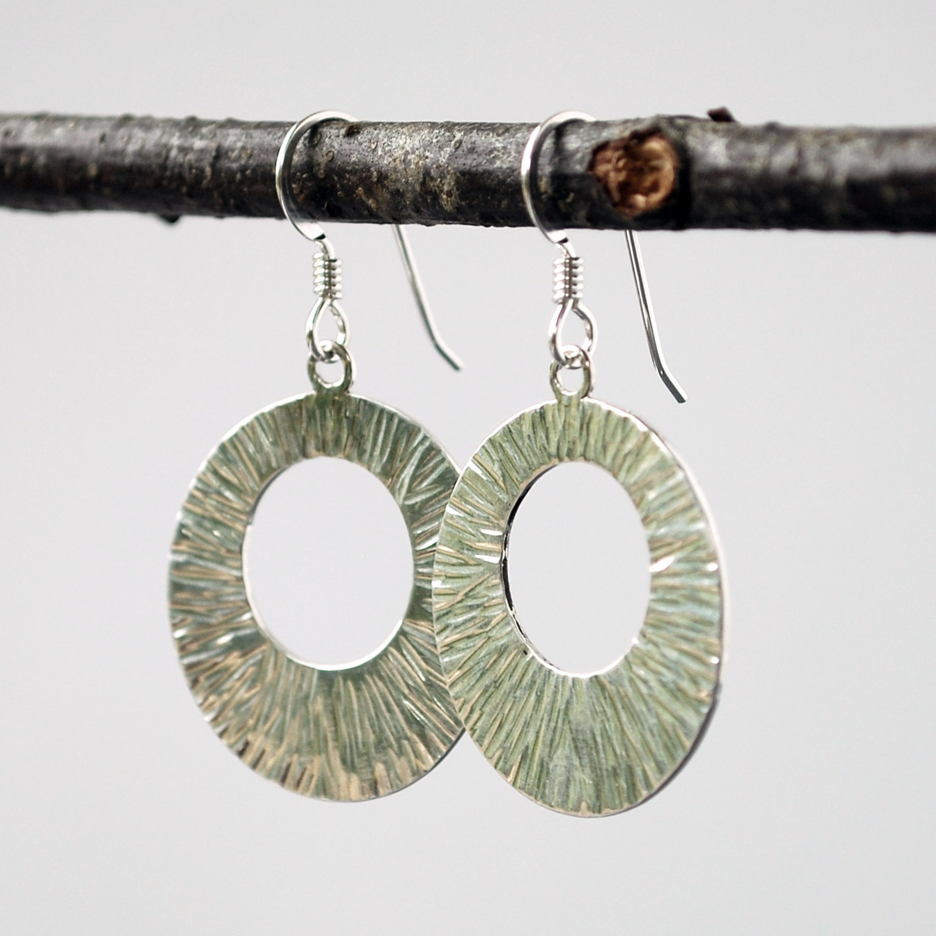 Sterling Silver Hammered Wide Circle Earrings