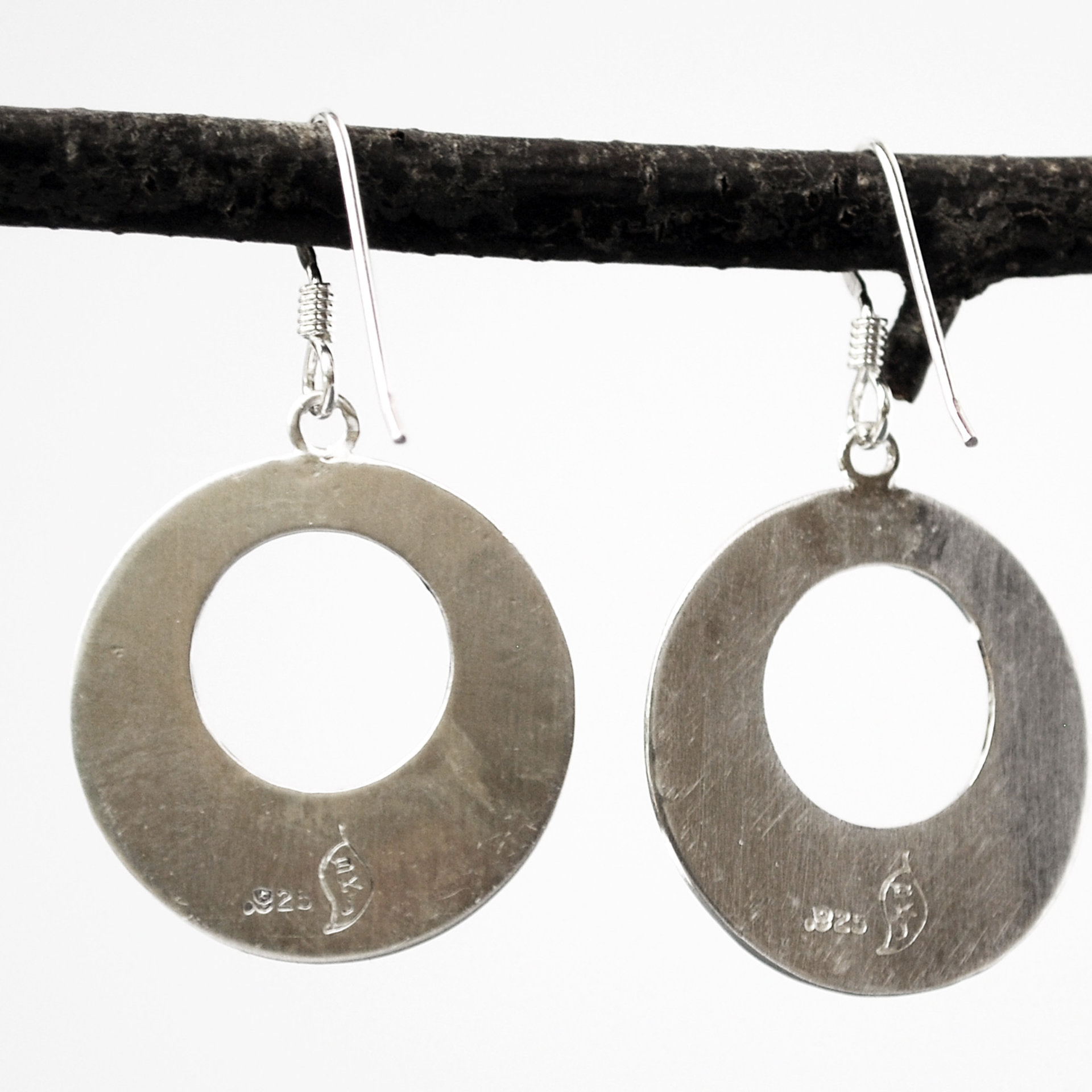 Sterling Silver Hammered Wide Circle Earrings