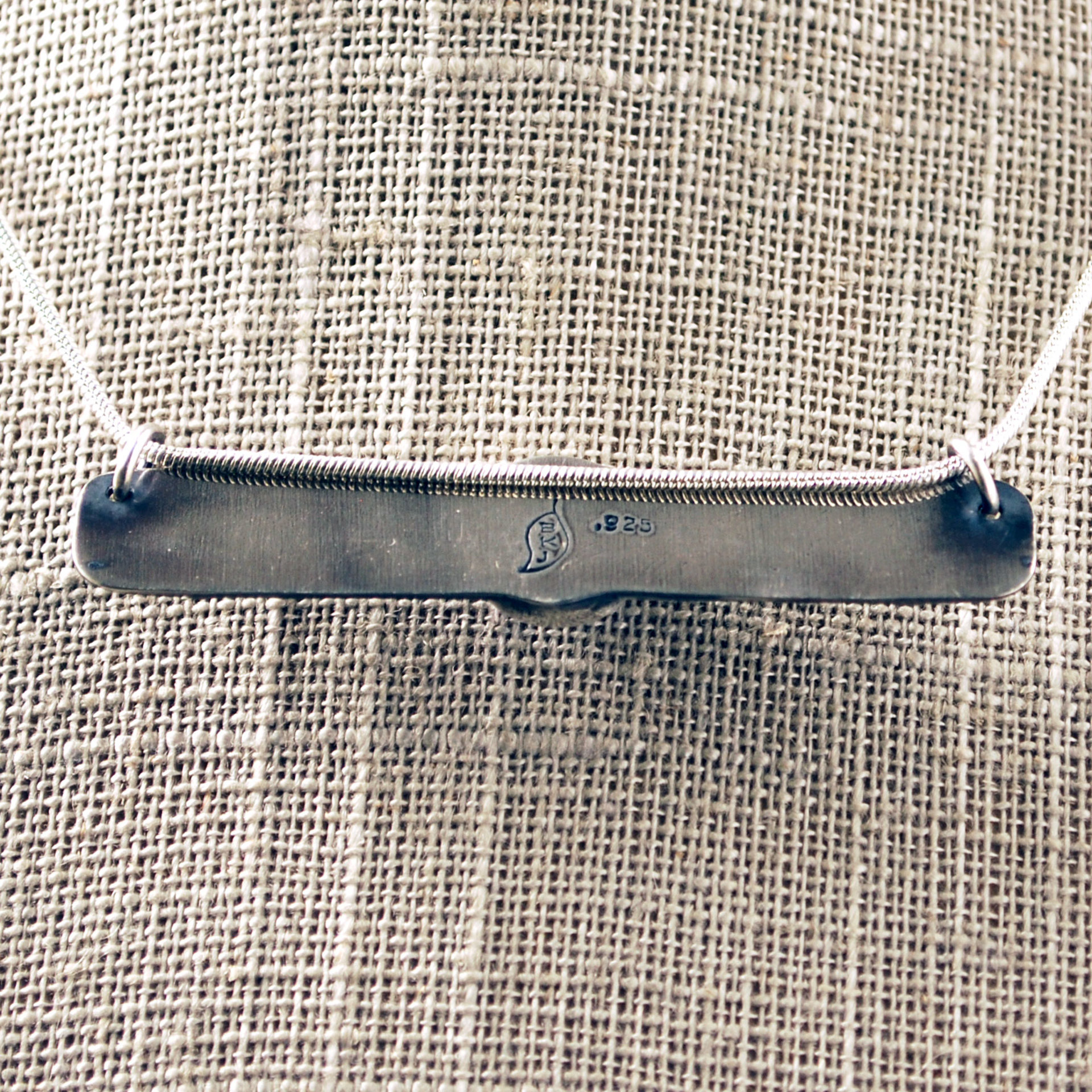 Sterling silver Chalcedony Moon Phase Bar Necklace back