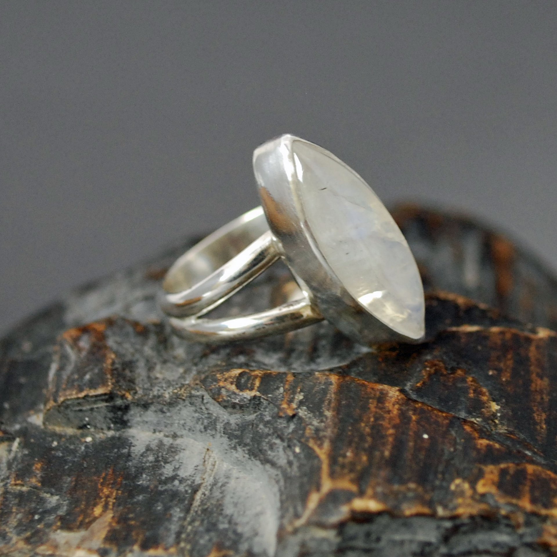 Moonstone Silver Ring Size 7.5