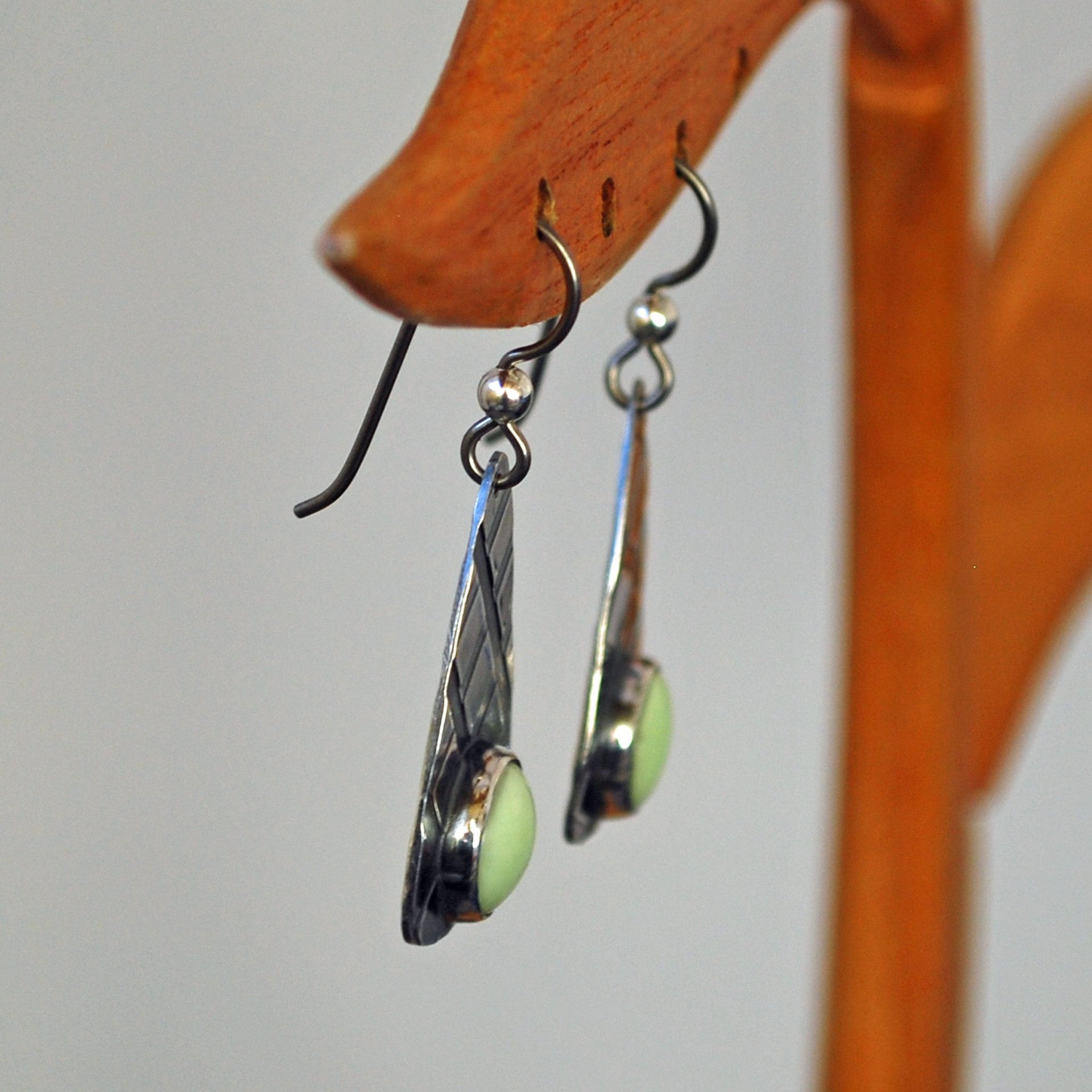 Lemon Chrysoprase Sterling Silver Patterned Earrings