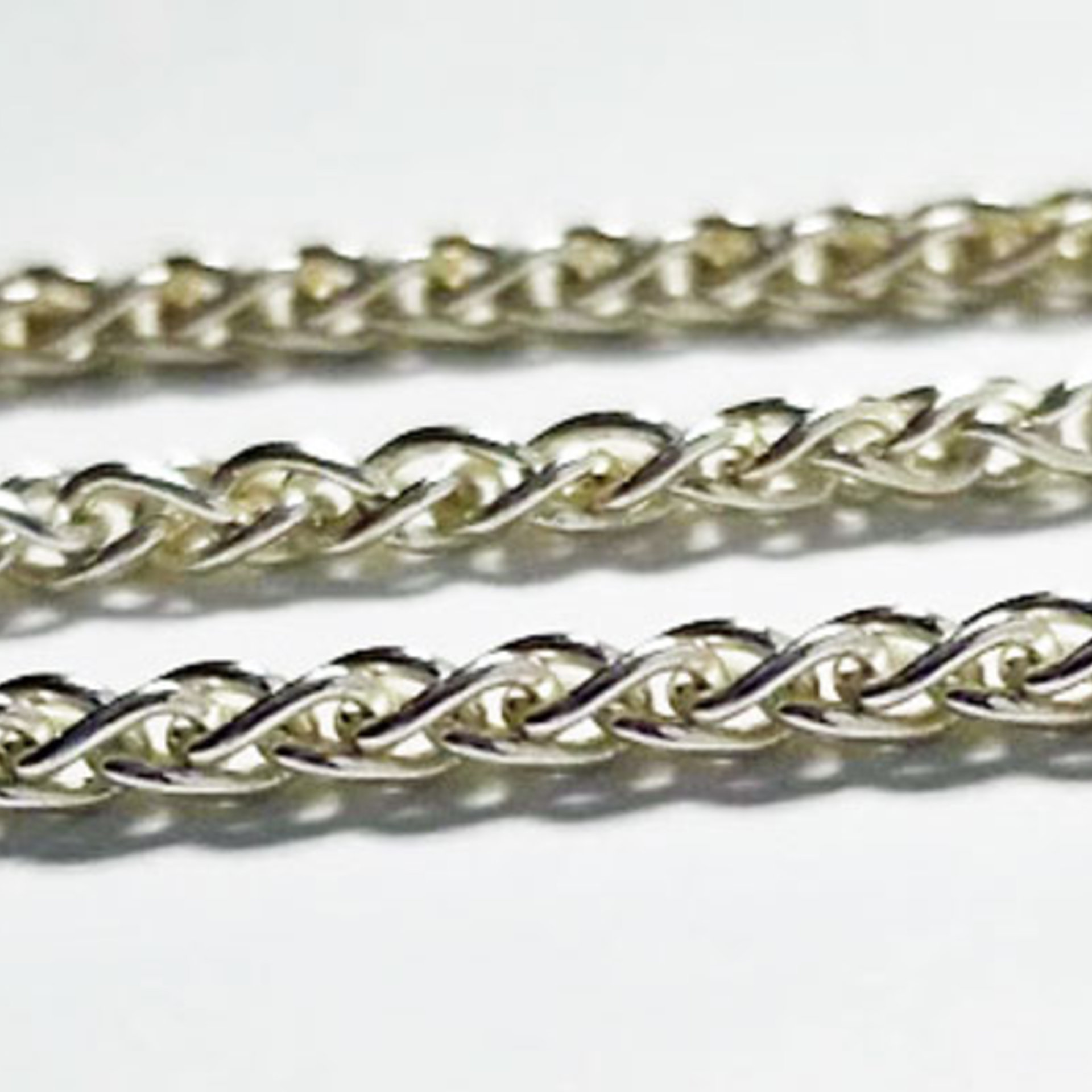 sterling silver wheat chain close up