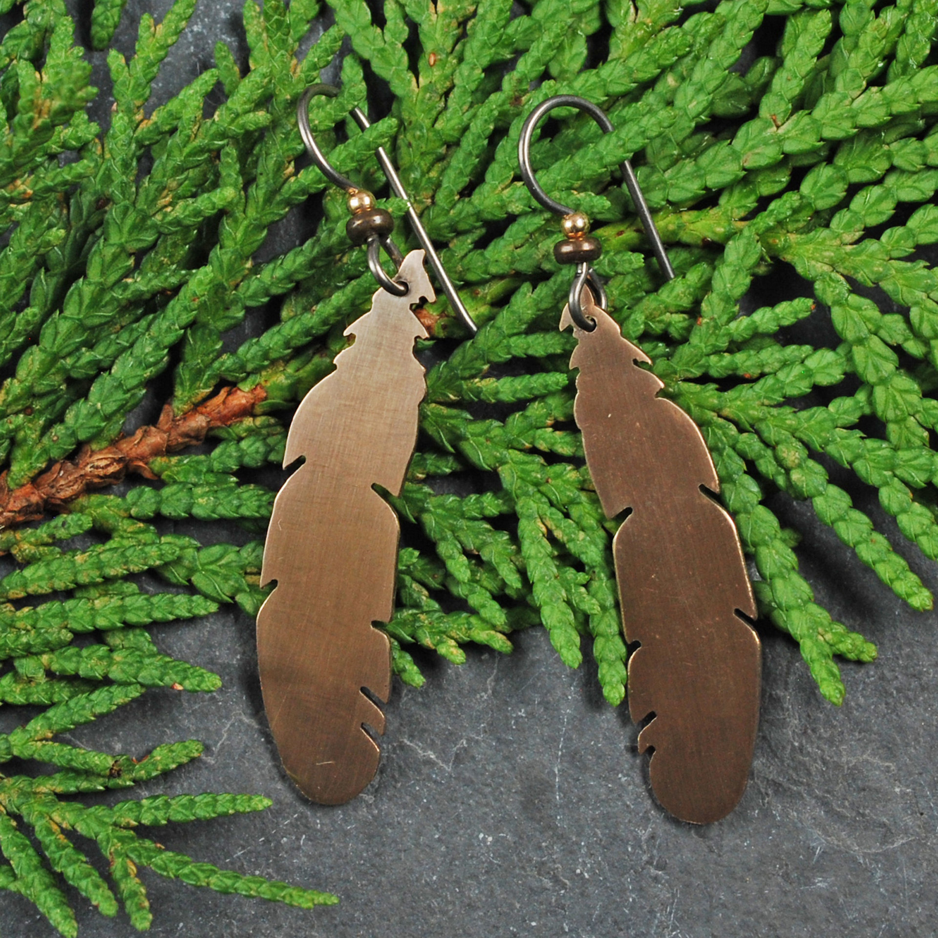 Bronze Feather Earrings