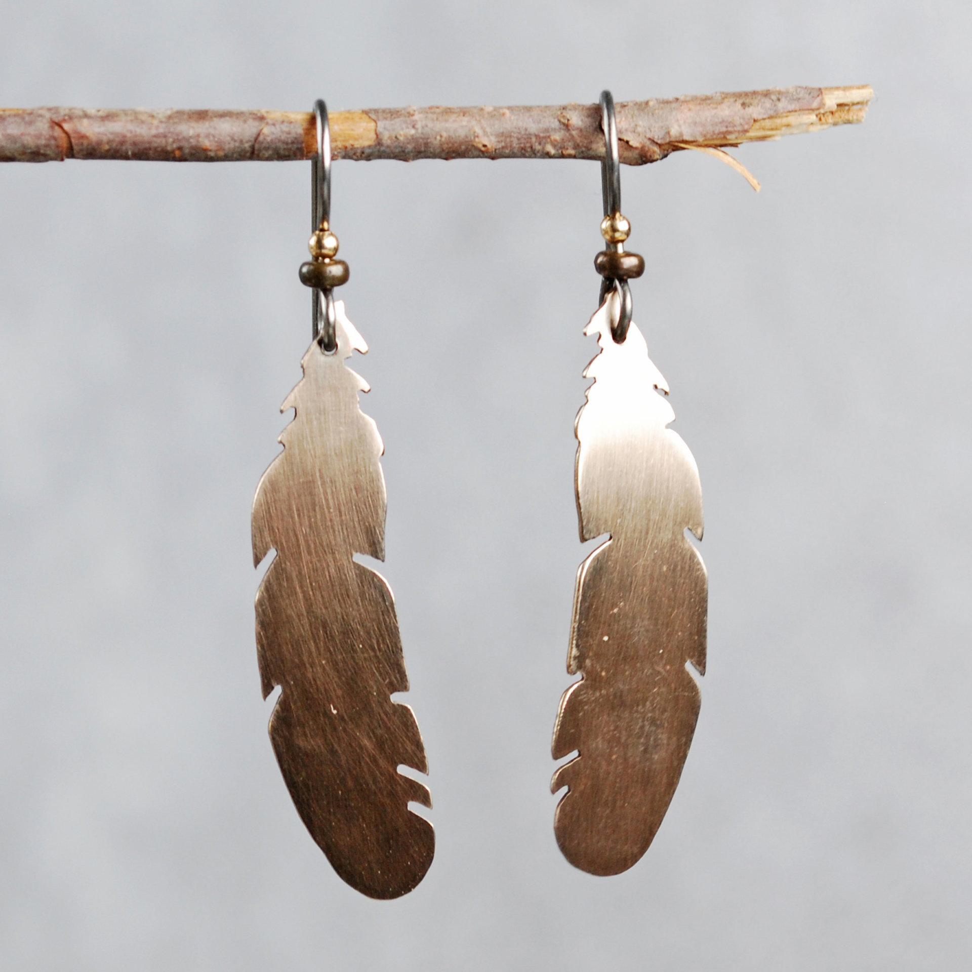 Bronze Feather Earrings