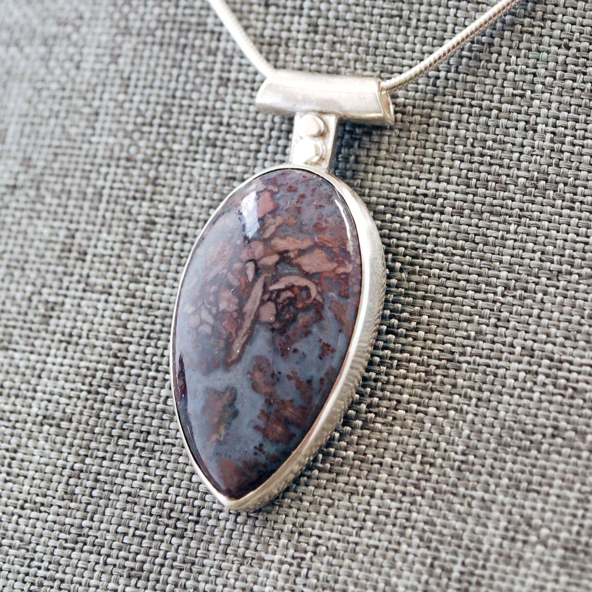 Agate Pendant with Rose Cut-Out in Back, slight angle