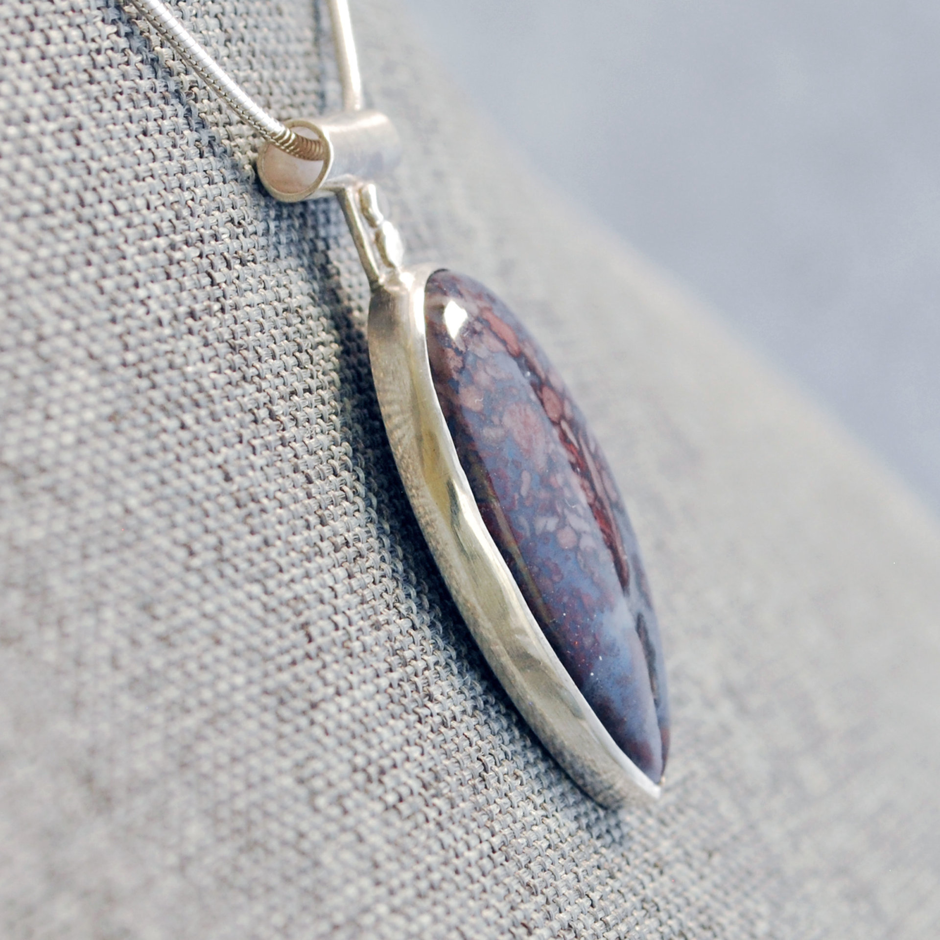 Agate Pendant with Rose Cut-Out in Back, side view