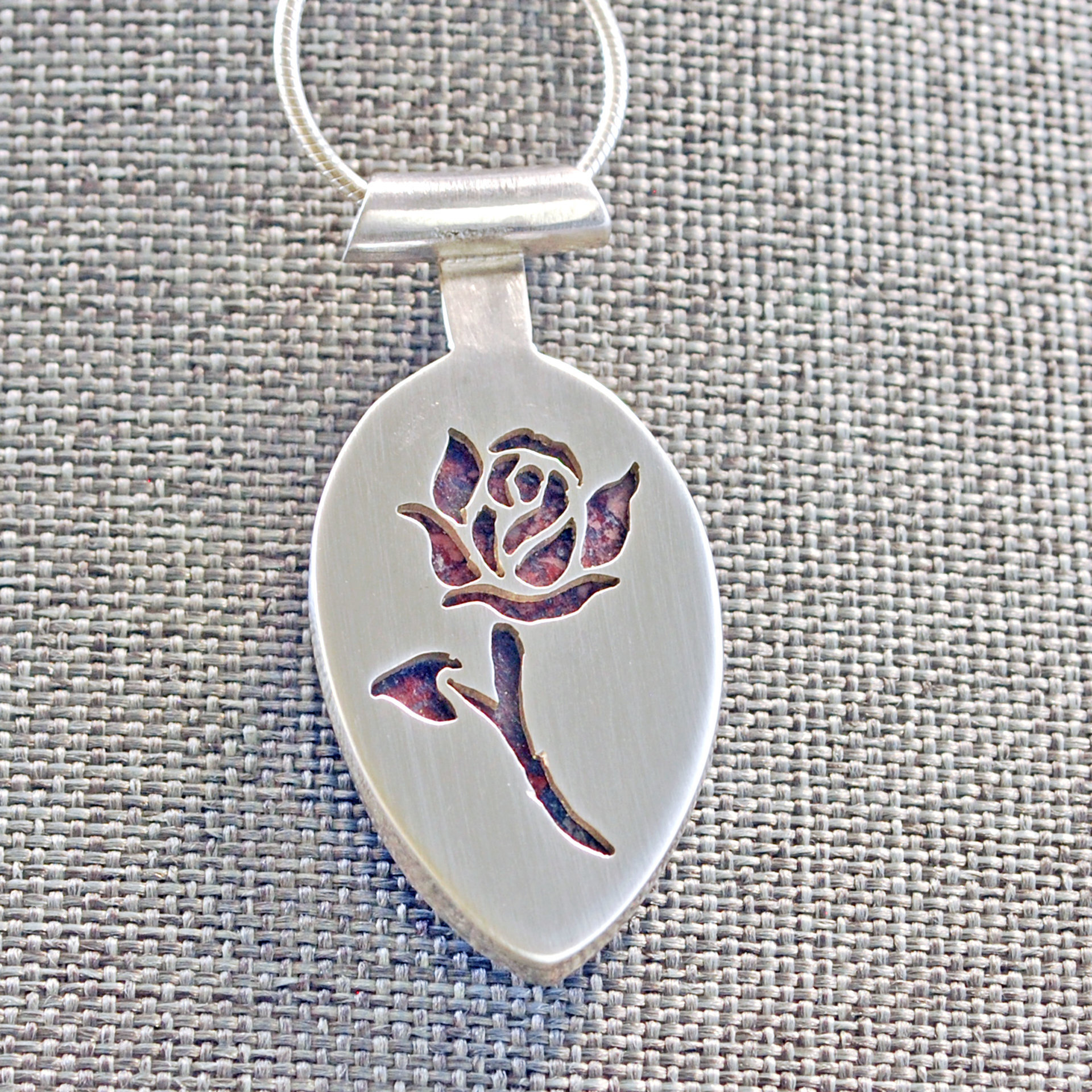 Agate Pendant with Rose Cut-Out in Back, back view