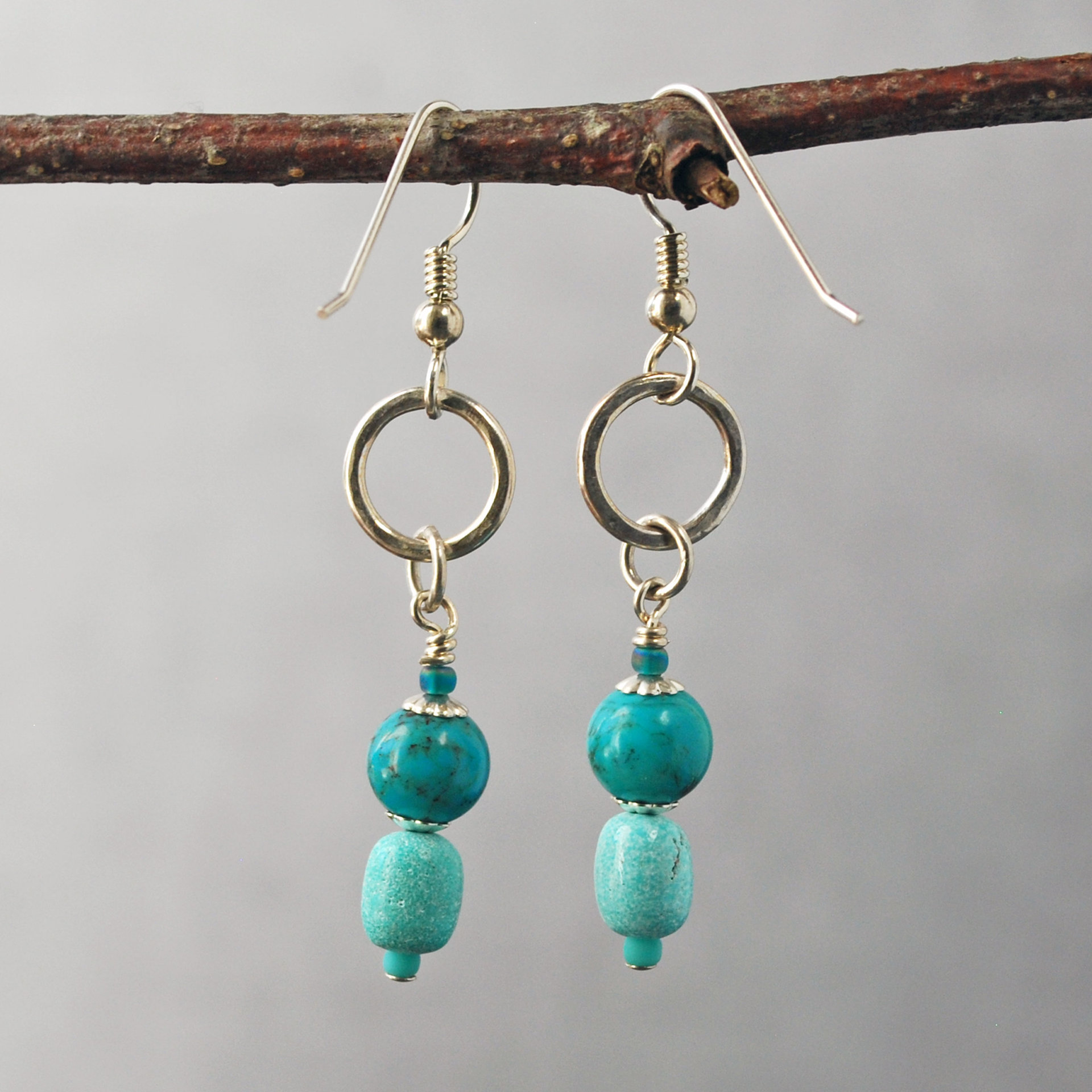 Silver and Turquoise Dangle Earrings