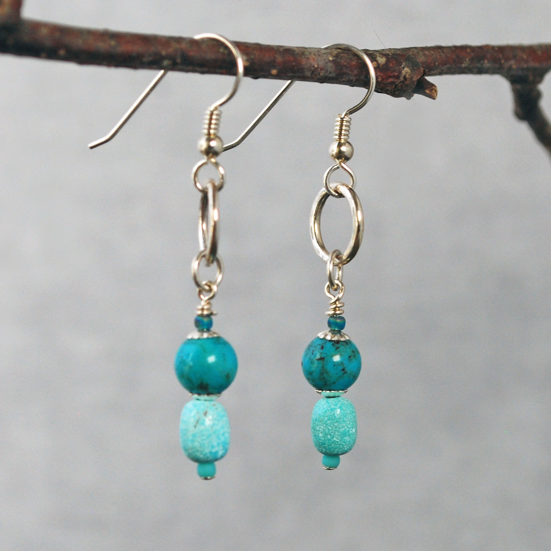 Silver and Turquoise Dangle Earrings