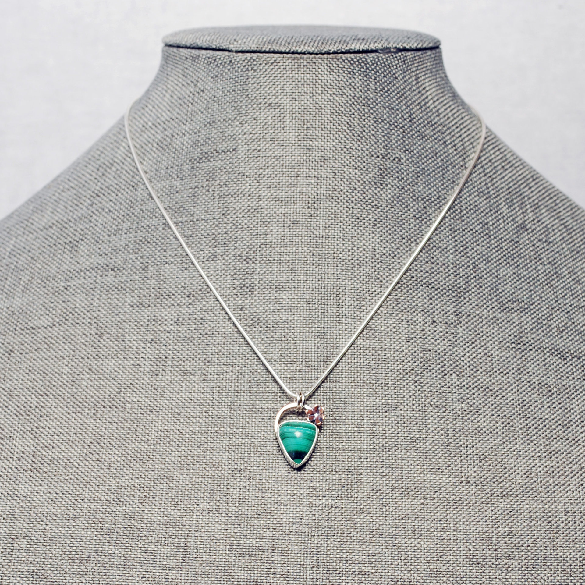Small Malachite Silver Pendant, Shamrock