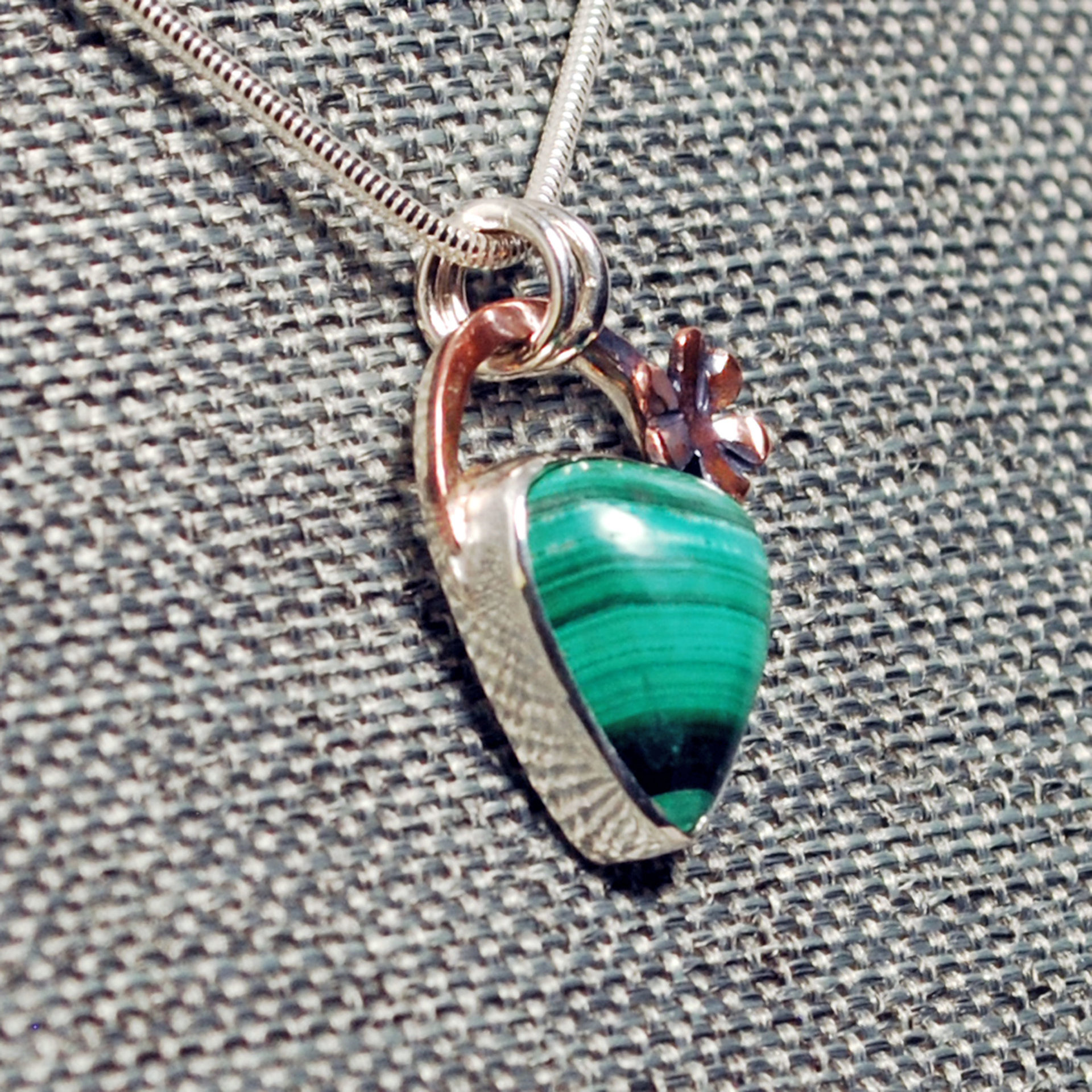 Small Malachite Silver Pendant, Shamrock