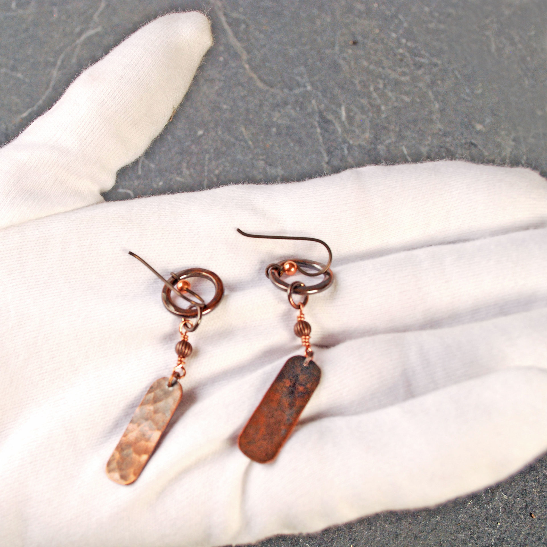 Rustic Copper Dangle Earrings