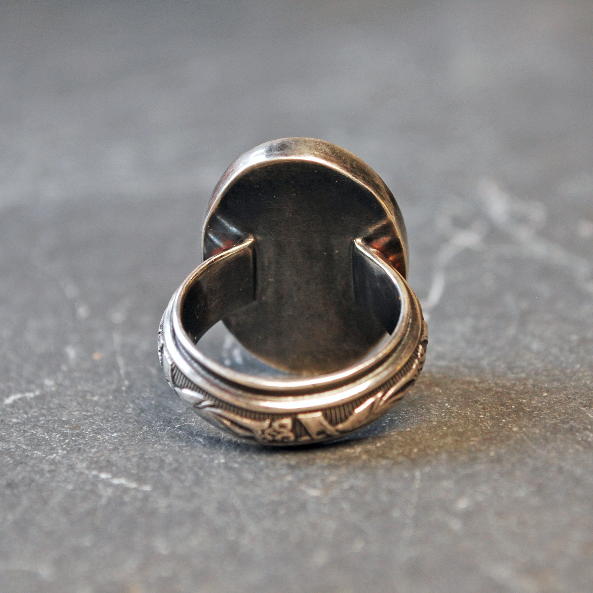 Rhodochrosite Silver Ring, Size 6.75